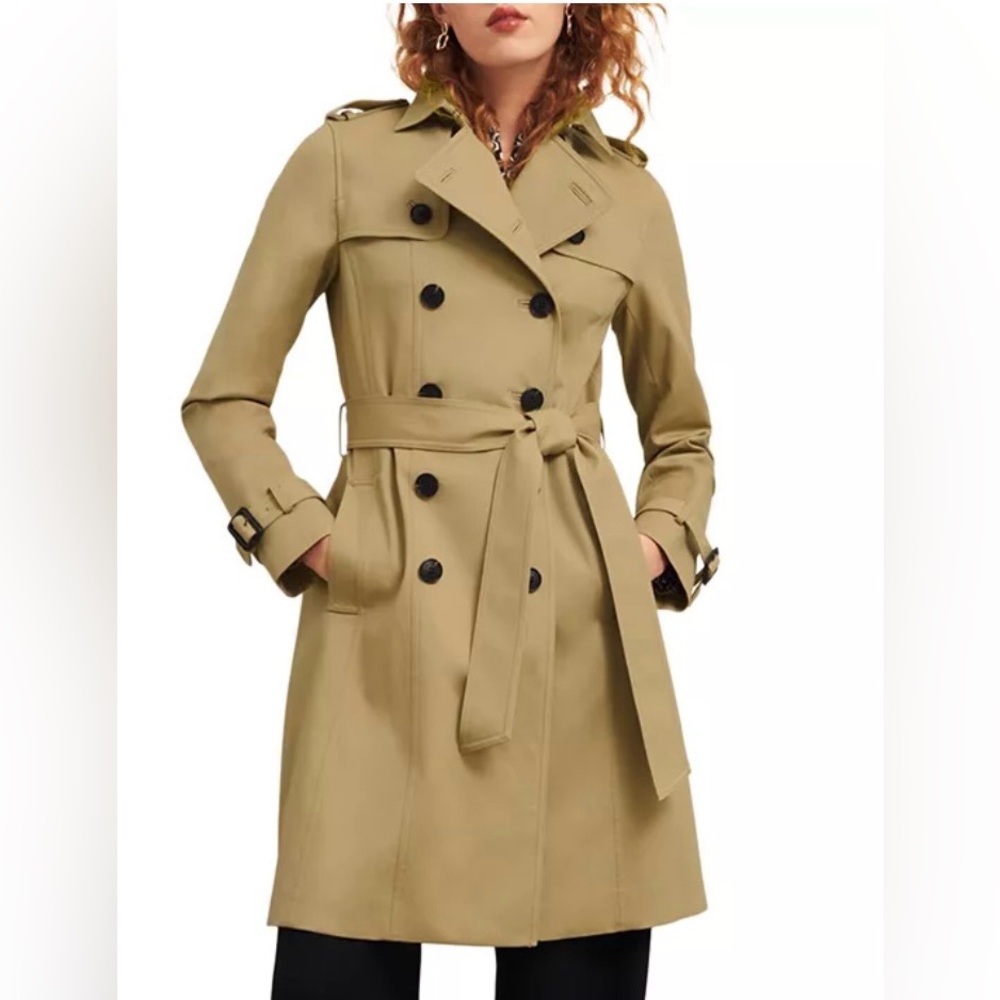 Elegant Beige Double-Breasted Trench Coat